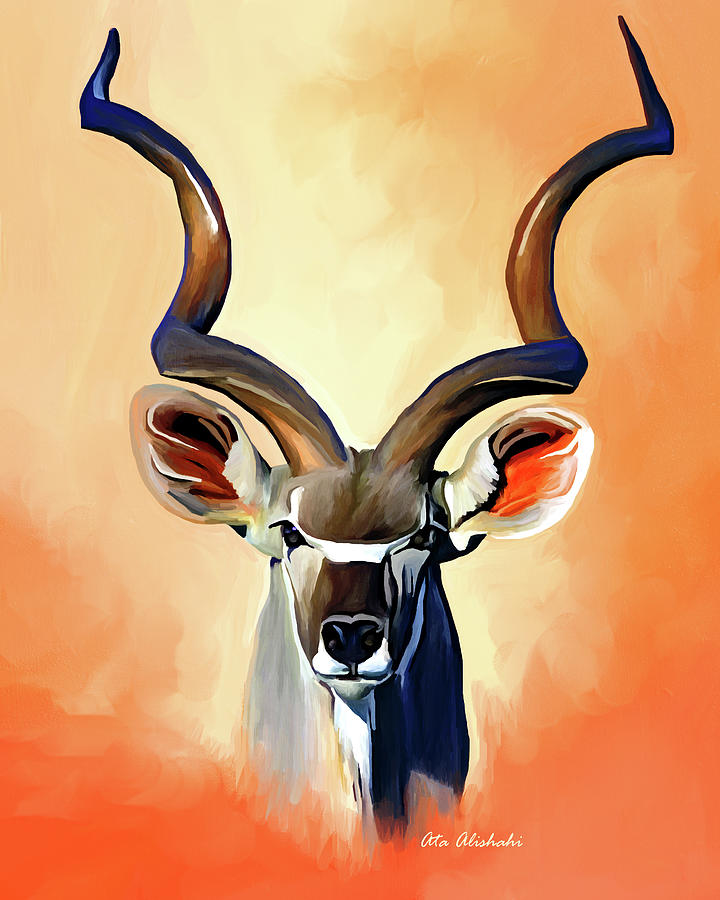 Portrait Mixed Media - Antelope Head by Ata Alishahi