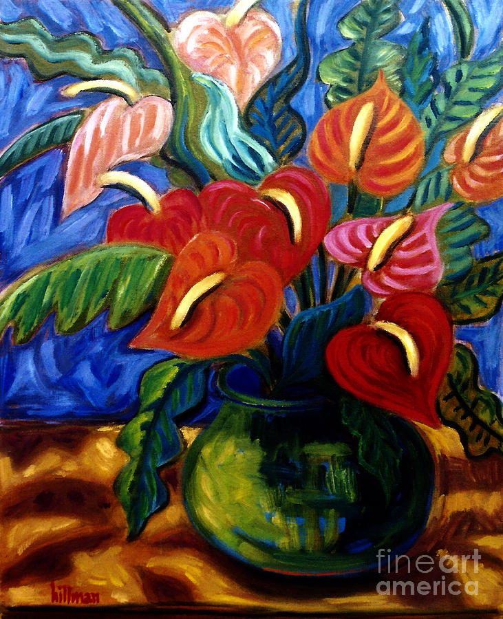 Anthuriums 3  Painting by A Hillman