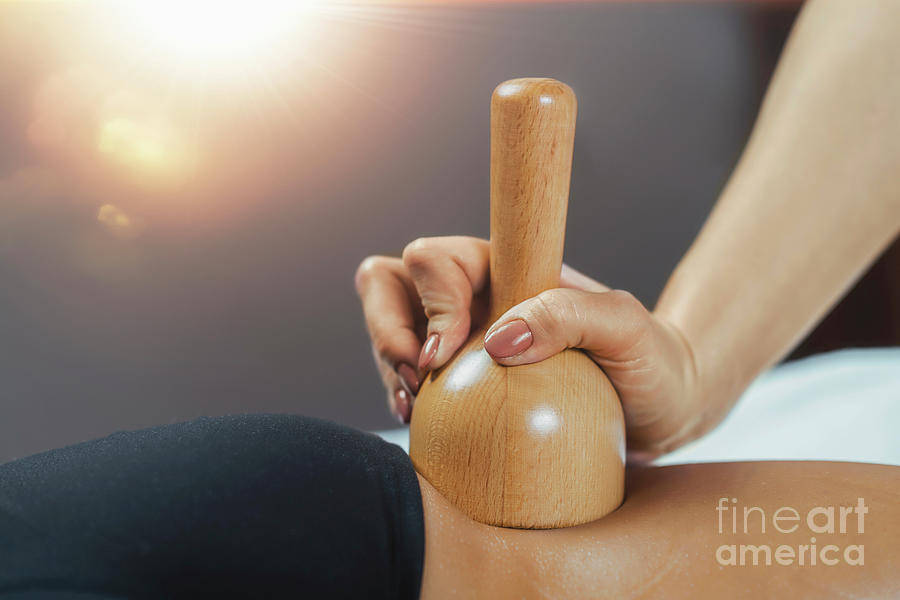 Cup Photograph - Anti-cellulite Maderotherapy Massage With Wooden Vacuum Cup by Microgen Images/science Photo Library