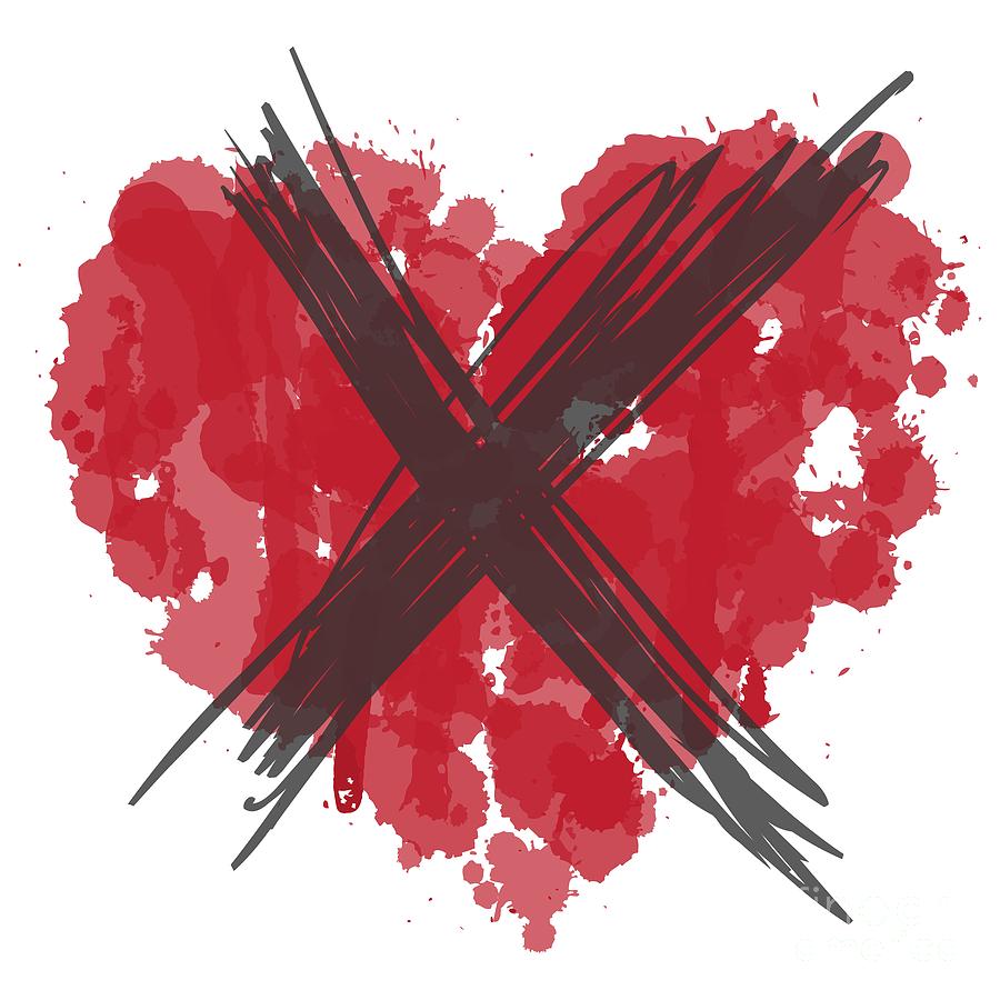 Anti Valentines Day Crossed Heart Digital Art by Mister Tee - Fine Art ...