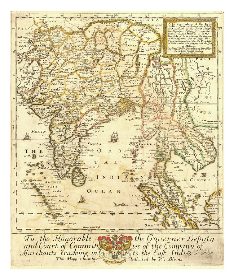 Antiqu Map of East India - Old Cartographic Map - Antique Maps Digital ...