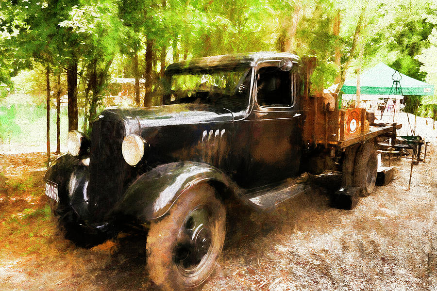 Antique Black Truck Photograph