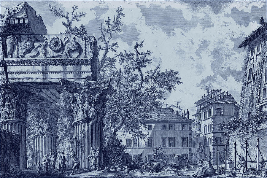 Antique Blue View I Painting by Piranesi