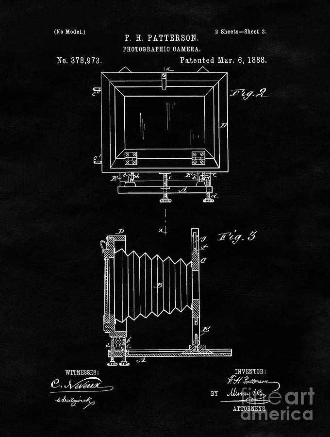 Vintage Drawing - Antique Camera Blueprint Drawing Sheet Two by Tina Lavoie