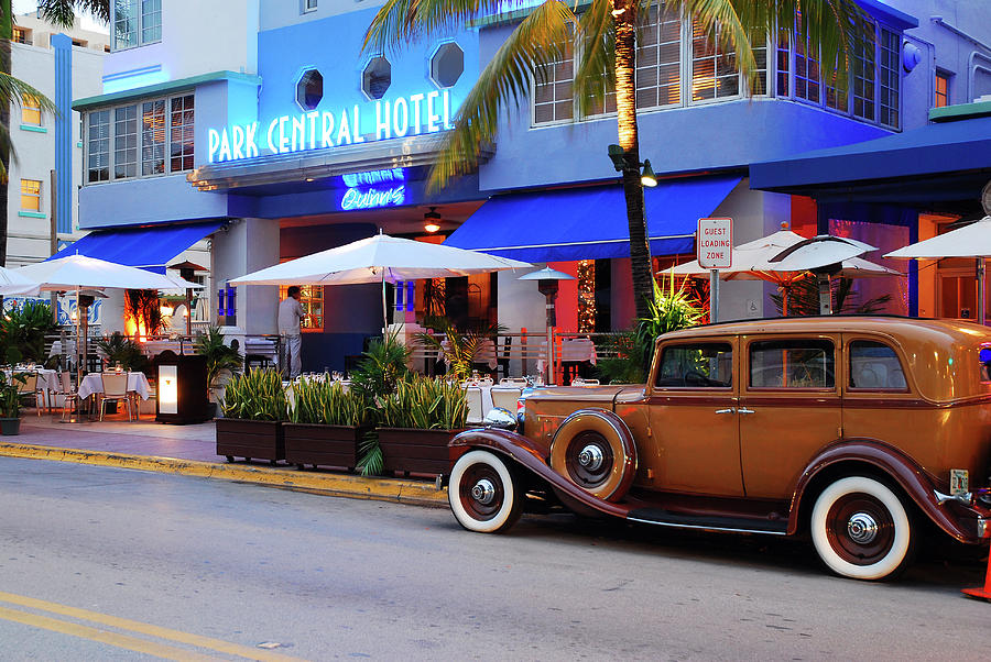 Antique car in South Beach Photograph by James Kirkikis - Fine Art America