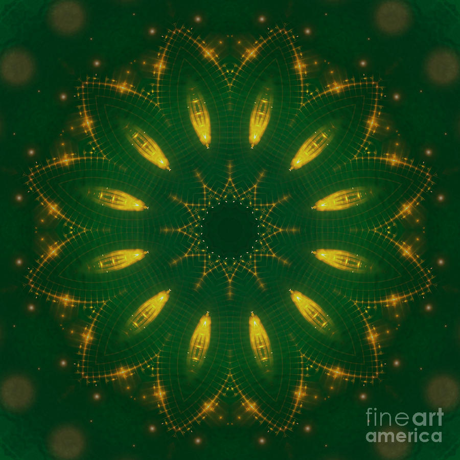 Antique Green and Gold Mandala Digital Art by Rachel Hannah