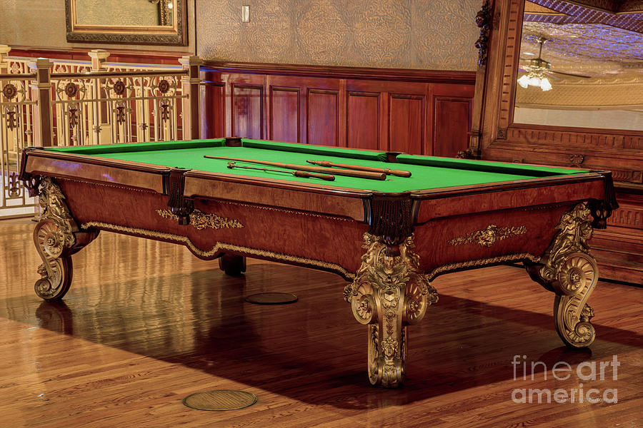 Antique Hand Carved Pool Table Angle at The Main Street Station Full Photograph by Aloha Art