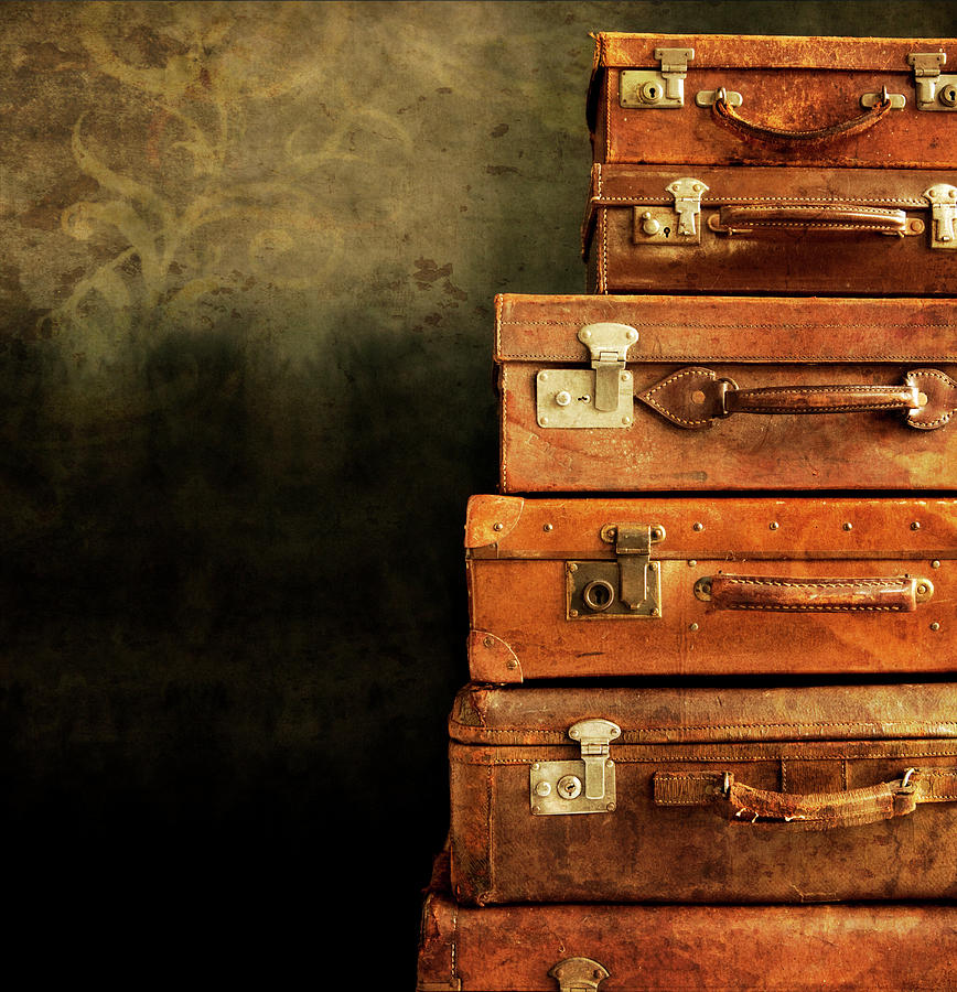 Still Life Photograph - Antique Luggage Suitcases by Tom Quartermaine