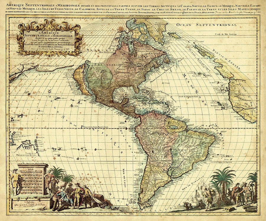Antique Map Of America II Painting by Unknown