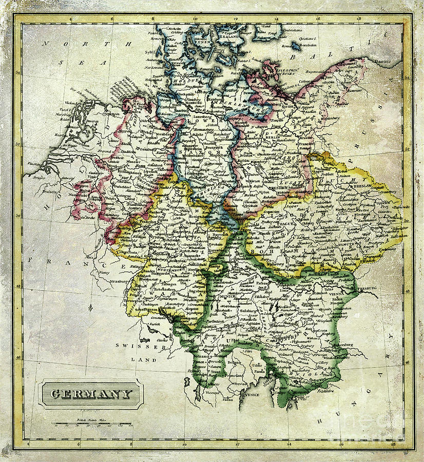Antique Map of Germany Photograph by Jon Neidert
