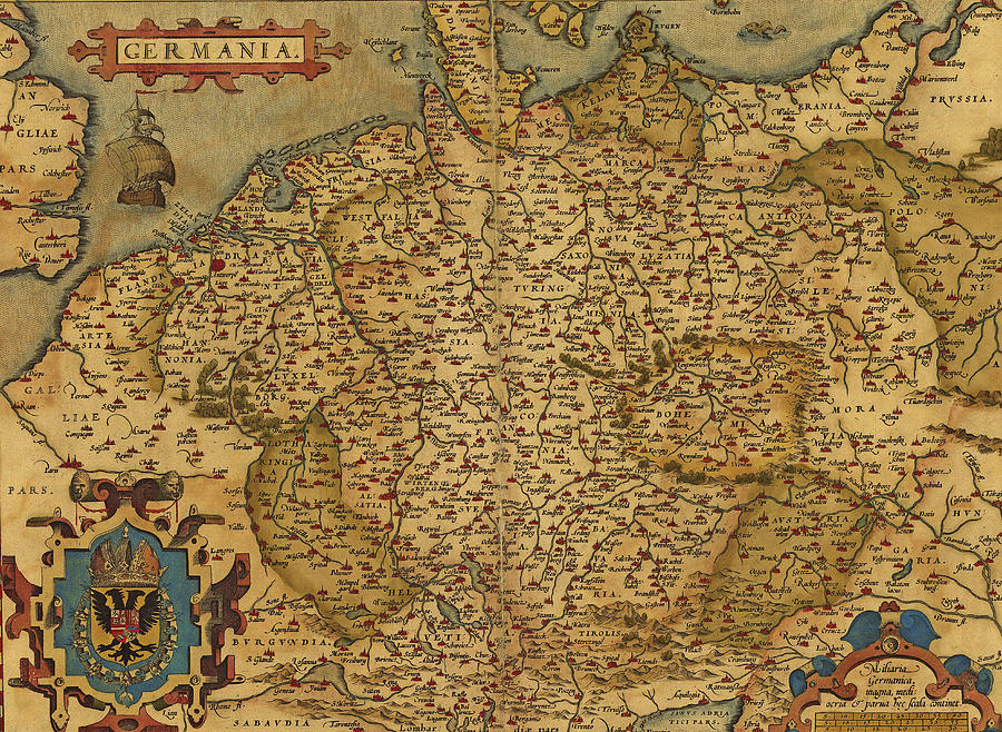 Antique Map Of Germany Photograph