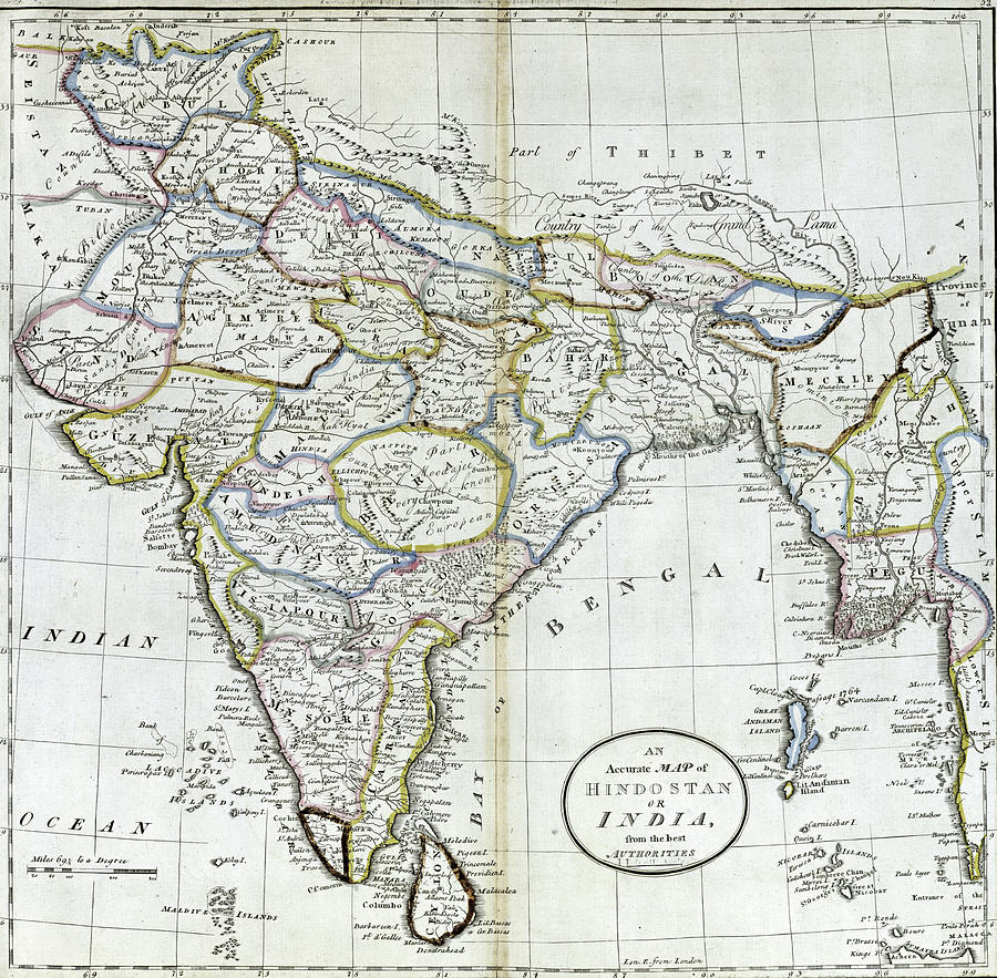 Antique map of India   Photograph by Steve Estvanik