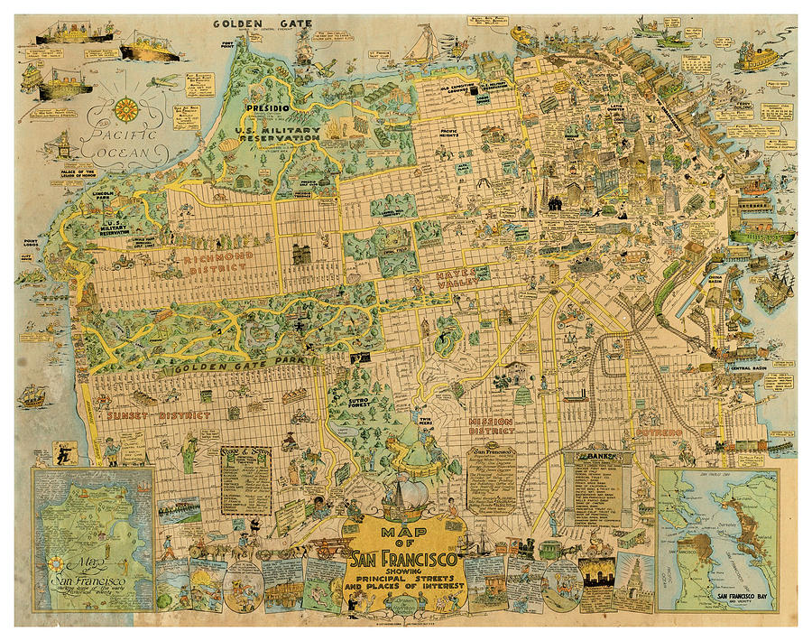 San Francisco Old Map Antique Map of San Francisco   Old Cartographic Map   Antique 