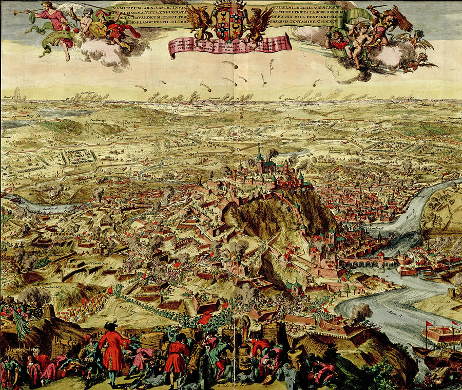 Antique map of the battle and siege of Namur Photograph by Steve Estvanik