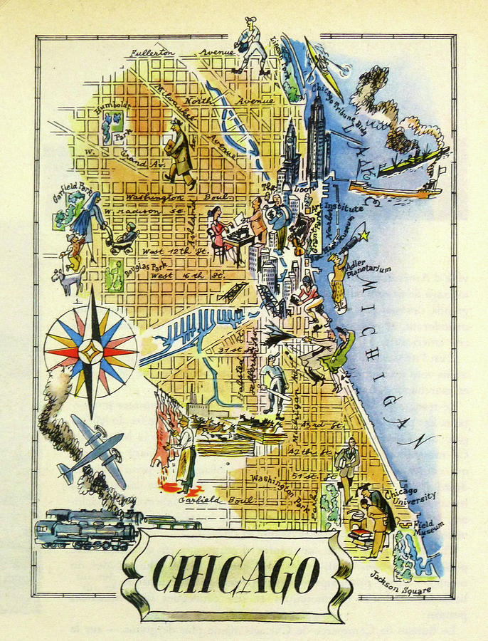 Michigan Antique Vintage Pictorial Map