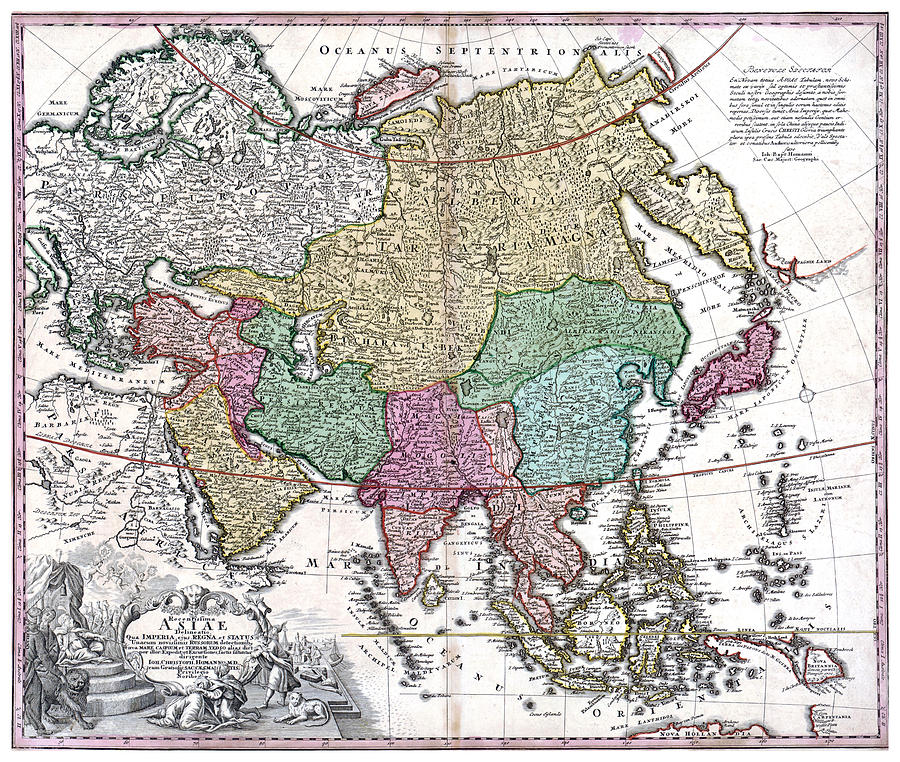 Vintage Digital Art - Antique Political Map of Asia - Old Cartographic Map - Antique Maps by Siva Ganesh