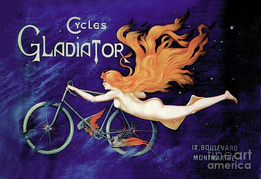 Antique Poster Advertising Cycles Gladiator, 1895 Painting by French School