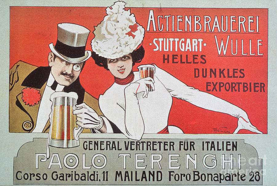 Antique Poster For German Beer, 1904 Painting by European School