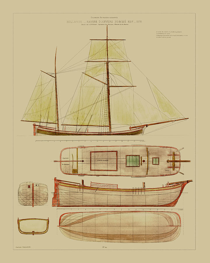 Antique Ship Plan Iv Painting by Vision Studio - Fine Art America