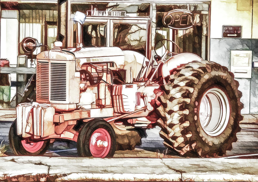 Antique tractor Painting by Jeelan Clark