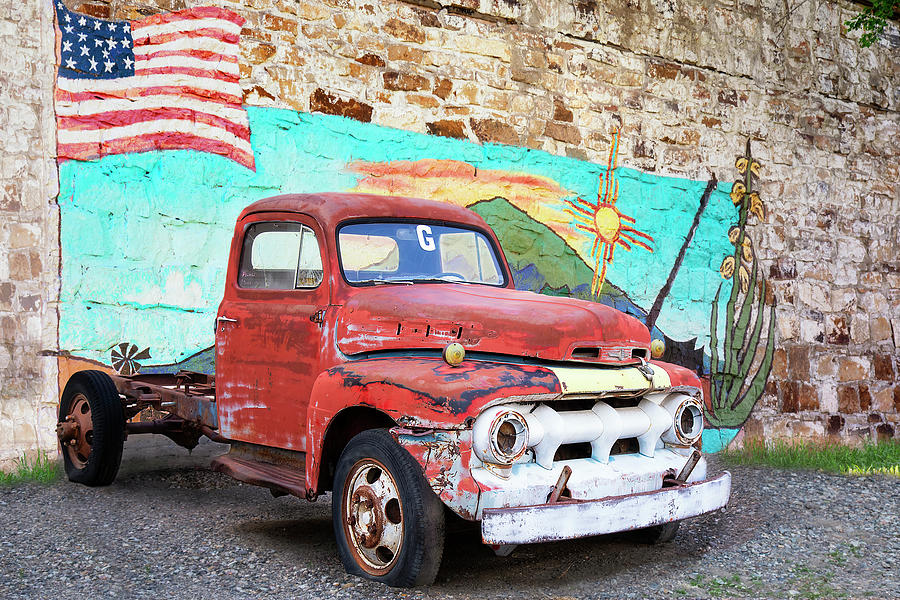 Antique Truck and American Flag Photograph by Lisa Malecki