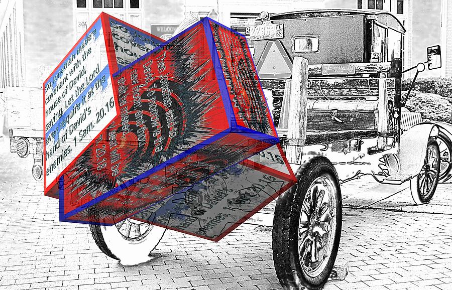 Antique truck as a sketch with 3D text boxes Digital Art by Karl Rose