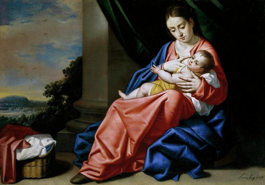 Antonio Arias Fernandez / The Virgin and Child, Middle 17th century, Spanish School. VIRGIN MARY. Painting by Antonio Arias -1614-1684-