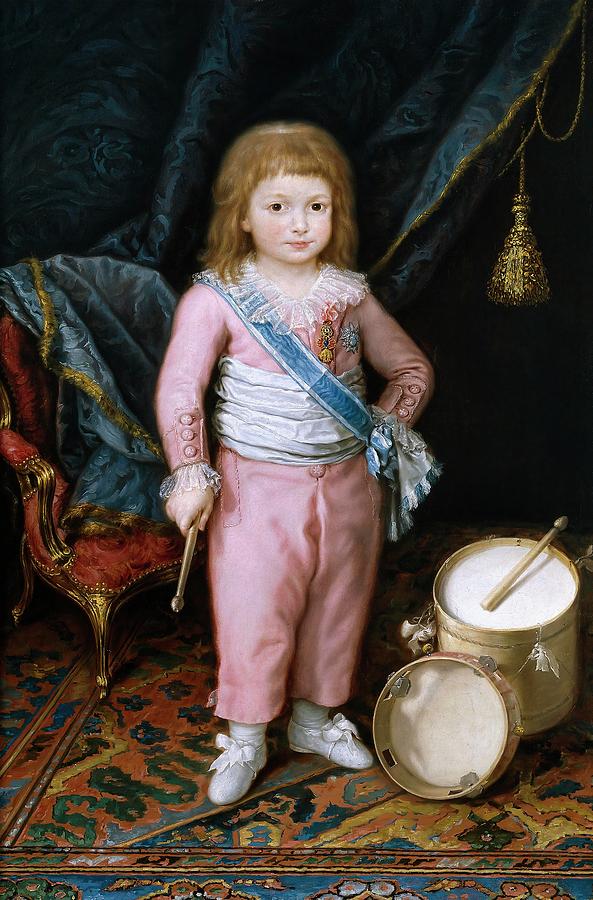 Antonio Carnicero / Un infante con tambor y pandereta, 1798-1802. Painting by Antonio Carnicero -1748-1814-
