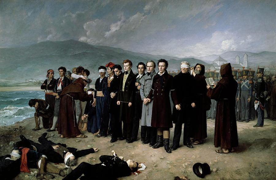 Antonio Gisbert Perez / The Execution by Firing Squad of Torrijos..., 1888. Painting by Antonio Gisbert -1834-1901-