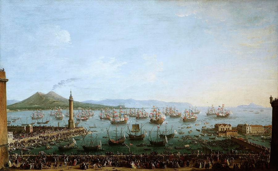 Antonio Joli / Carlos III Embarking in Naples, 1759, Italian School, Oil on canvas. Painting by Antonio Joli -1700-1777-