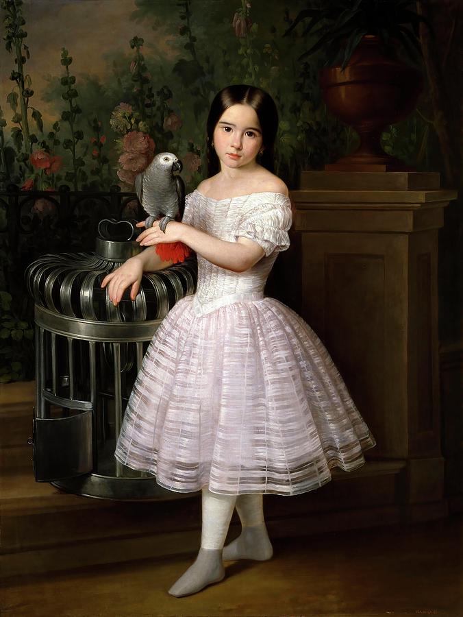 Antonio Maria Esquivel y Suarez de Urbina Rafaela Flores Calderon as a girl, Middle 19th century. Painting by Antonio Maria Esquivel -1806-1857-