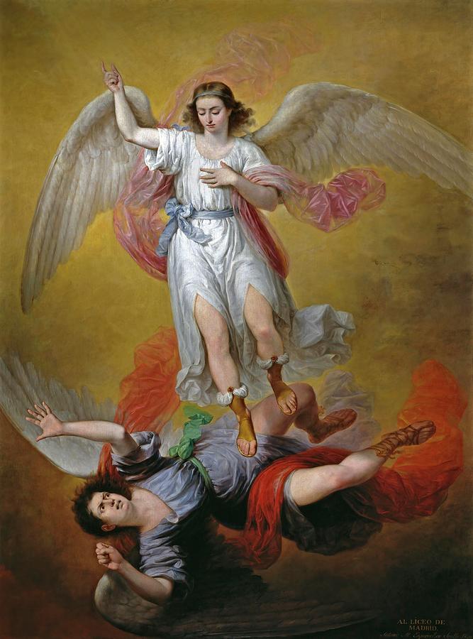 Antonio Maria Esquivel y Suarez de Urbina / The Fall of Lucifer, 1840, Spanish School. Painting by Antonio Maria Esquivel -1806-1857-