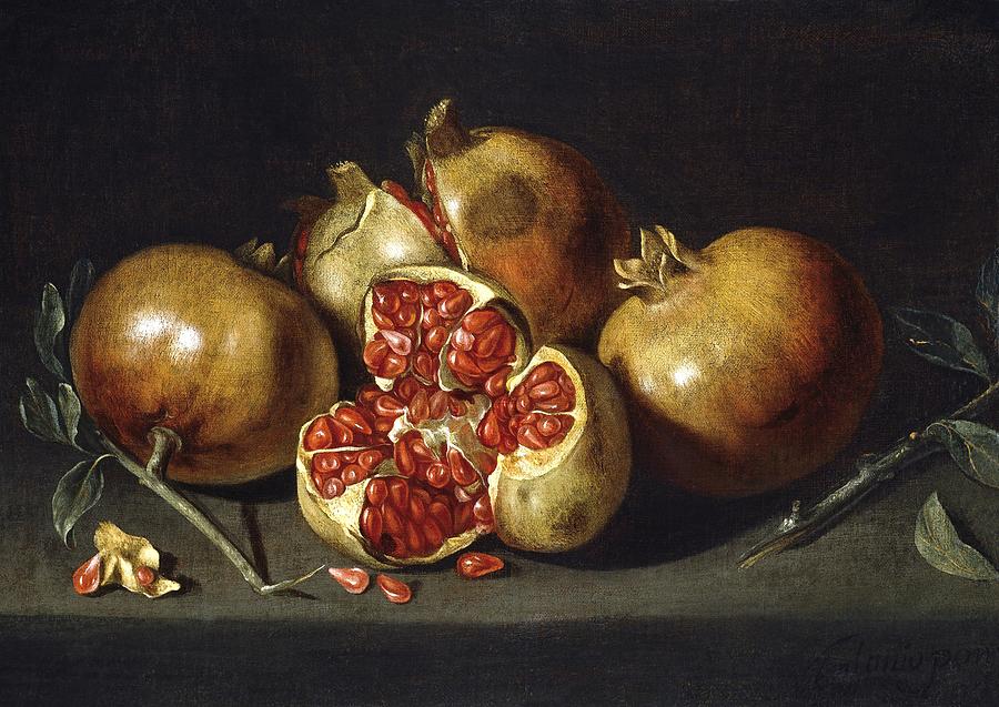 Antonio Ponce / Pomegranates, Middle 17th century, Spanish School. Painting by Antonio Ponce -c 1608-c 1677-