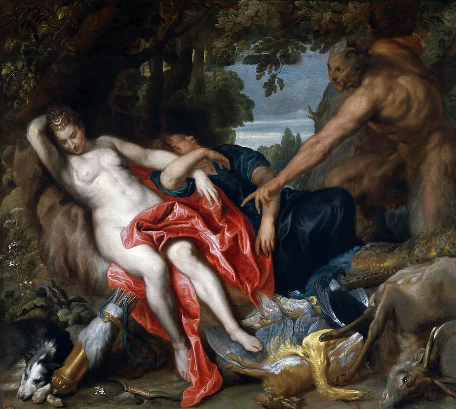 Antonio van Dyck / Diana and Endymion surprised by a Satyr, 1622-1627, Flemish School. Painting by Anthony van Dyck -1599-1641-