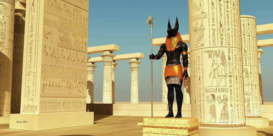 Anubis Statue in Temple Digital Art by Corey Ford