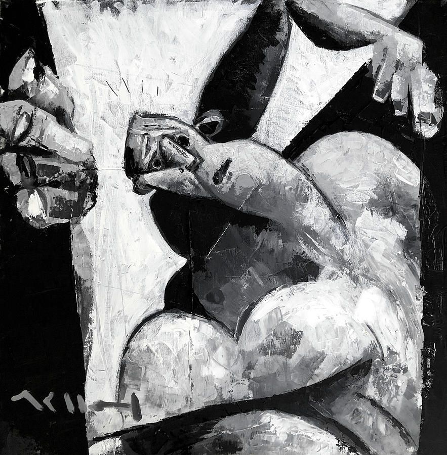 Black And White Painting - Anxiety  by Mark M Mellon