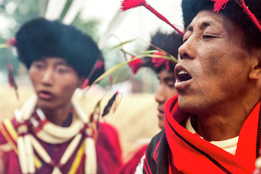 Ao Tribesman Singing, Nagaland, N.e Photograph by Peter Adams