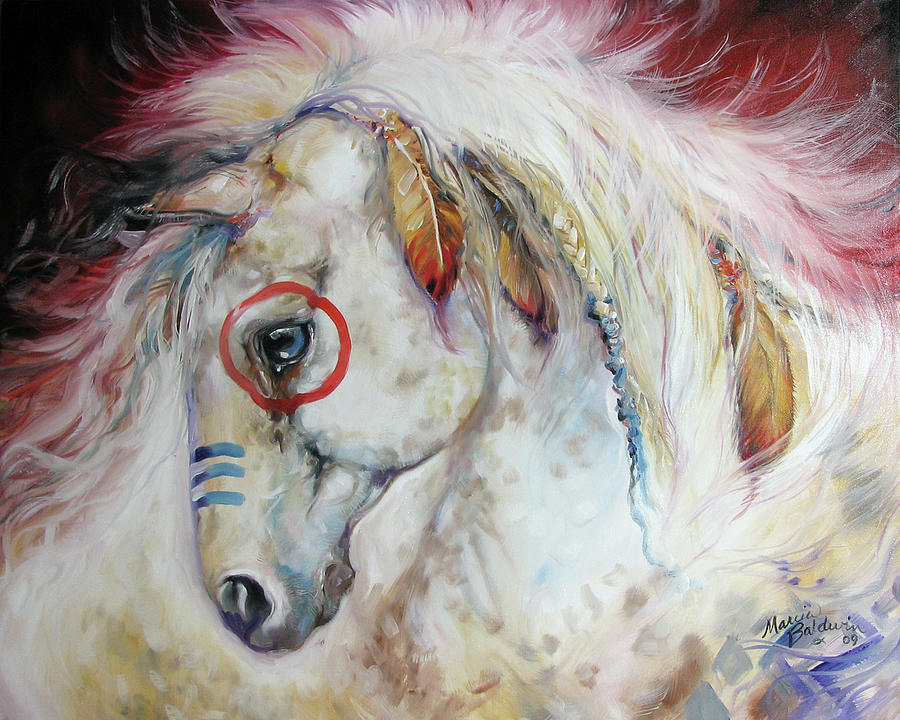 Feather Painting - Apache The War Pony by Marcia Baldwin