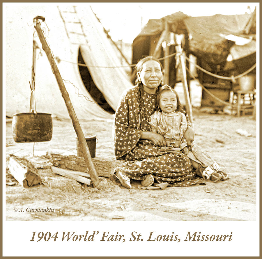 Apache Woman and Daughter, 1904 Worlds Fair, Vintage Photograph Photograph by A Macarthur Gurmankin