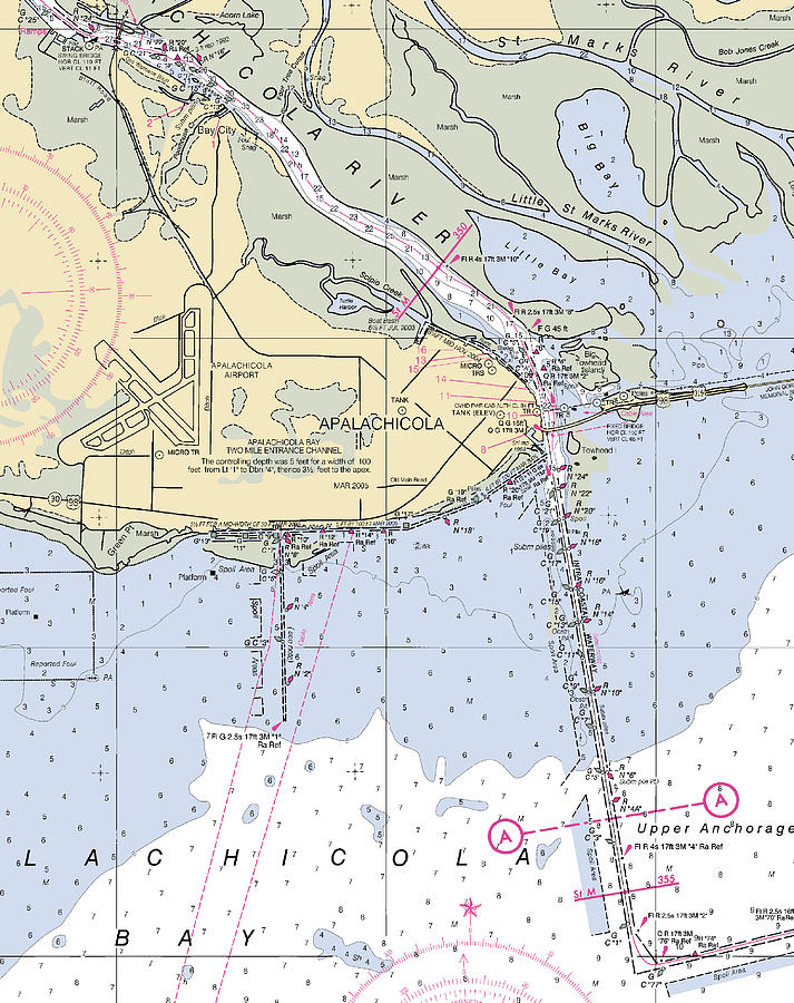 Apalachicolaflorida Nautical Chart Mixed Media by Sea Koast Pixels