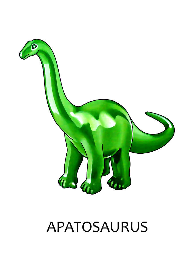 Green Apatosaurus with Text Painting by Christopher Spicer