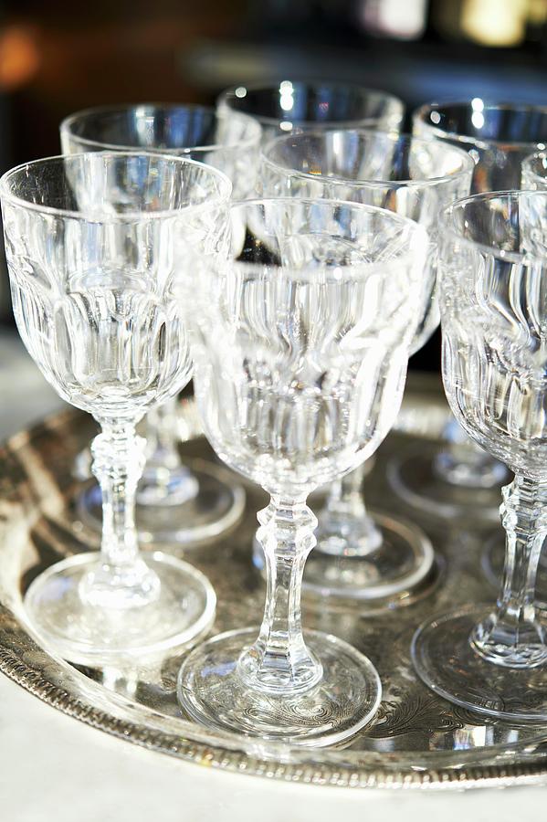 Aperitif Glasses On A Silver Tray Photograph by Rannells, Greg