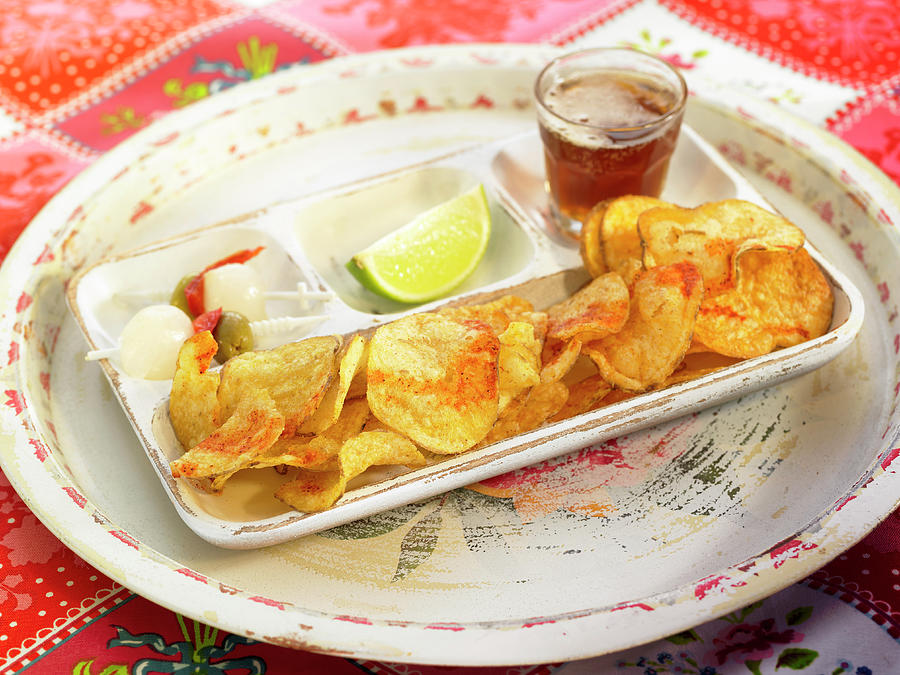 Aperitif Tray With Saffron-flavored Crisps Photograph by Lawton