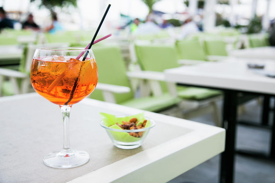 Aperol Spritz Cocktail Served In An Open Bar Photograph by Maricruz Avalos Flores