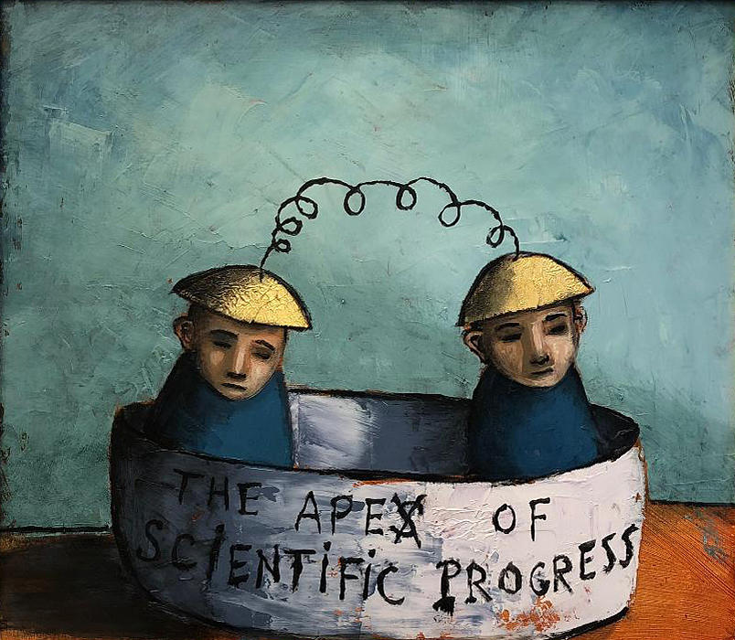 Apes Apex of Scientific Progress Painting by Pauline Lim