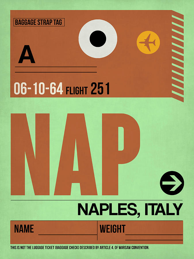 Vintage Digital Art - APF Naples Luggage Tag I by Naxart Studio