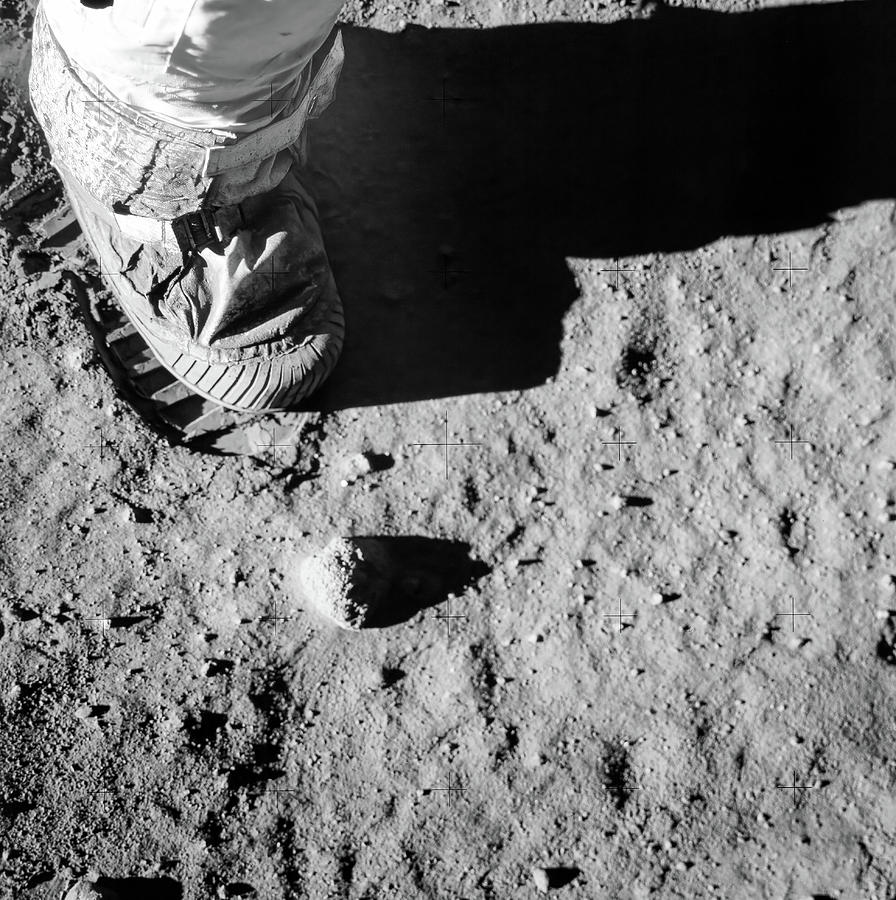 Apollo 11 - Aldrins Boot And Bootprint Photograph
