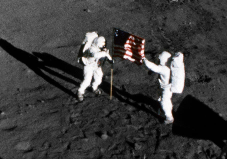 Apollo 11, American Flag On The Moon Photograph by Science Source