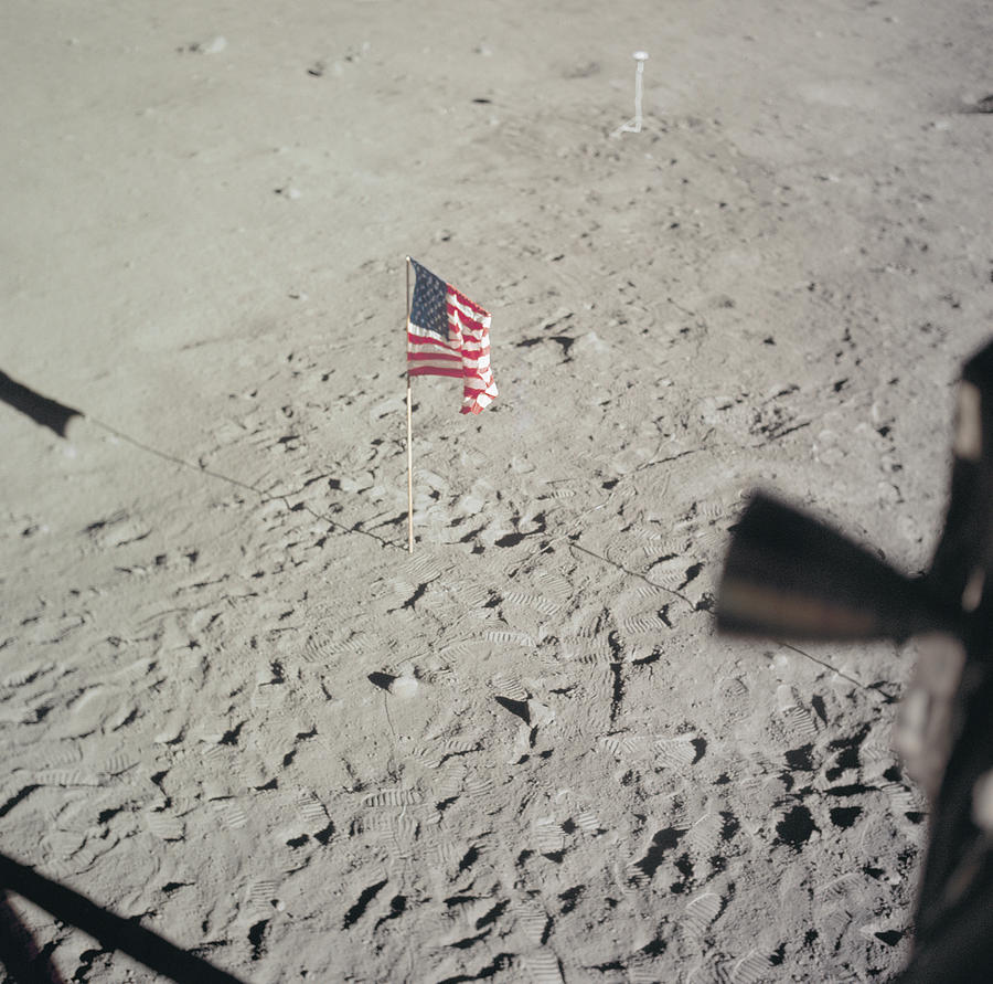 Flag on Moon, 1969 Photograph by Granger