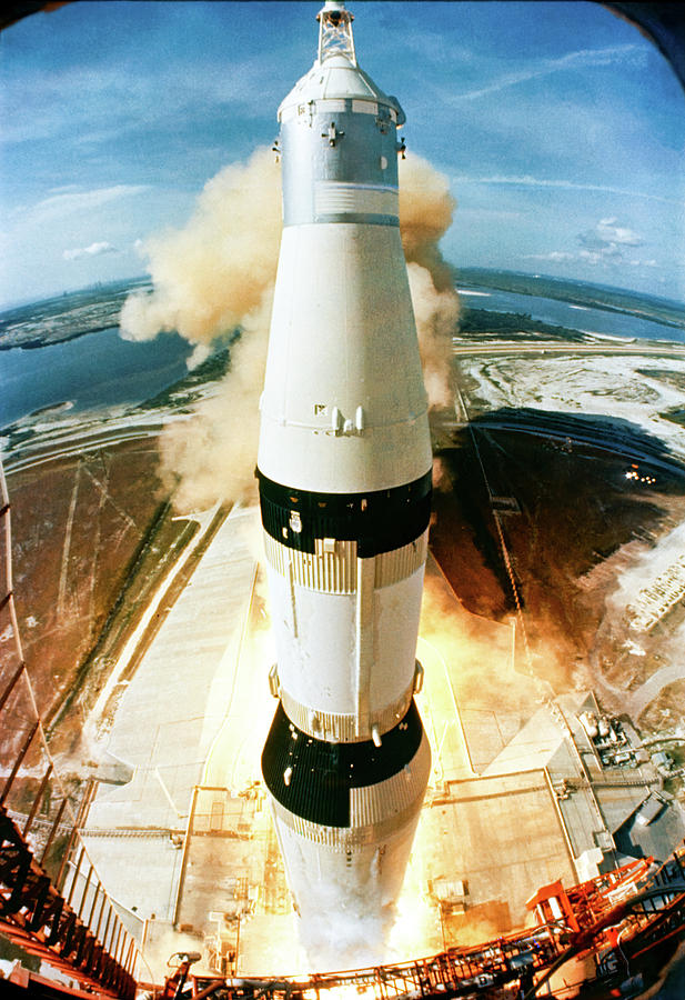 Saturn V Photograph - Apollo 11 Launch - Birdseye View by Nasa